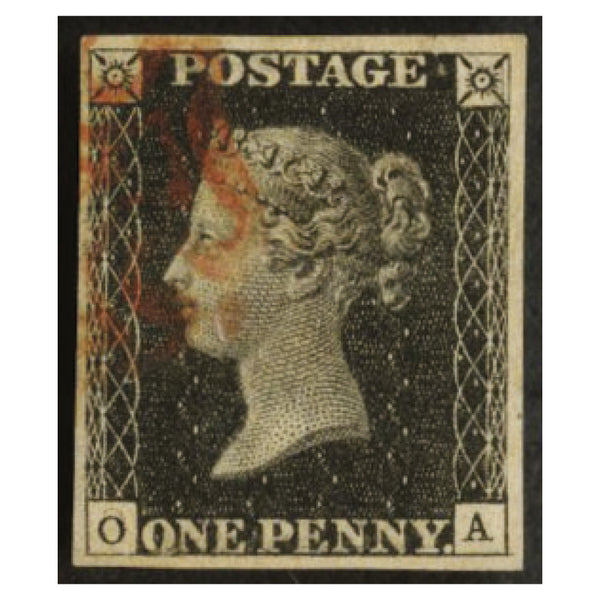 GB 1840 1d Black, fine 4 margin example used with red MX cancel. SG2 RRGBR0002