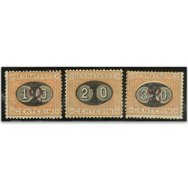 Italy S.G.47-9 1890-91 Postage Dues ovpt set 3 RRITA0047-9