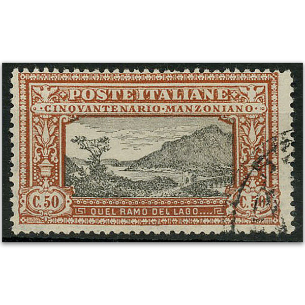 Italy S.G158 1923 Manzoni 50c chestnut used RRITA0158