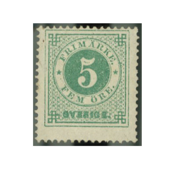 Sweden1872-79 5ore Green, perf.14, fine mtd mint. SG18