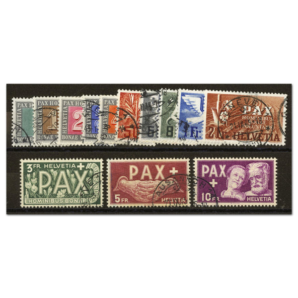 Switzerland 1949 Peace set of 13, fu with circular pmks, cat £1300, SG447/459