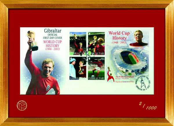 2002 Gibraltar Bobby Moore M/S Cover - World Cup 1966 History SD126