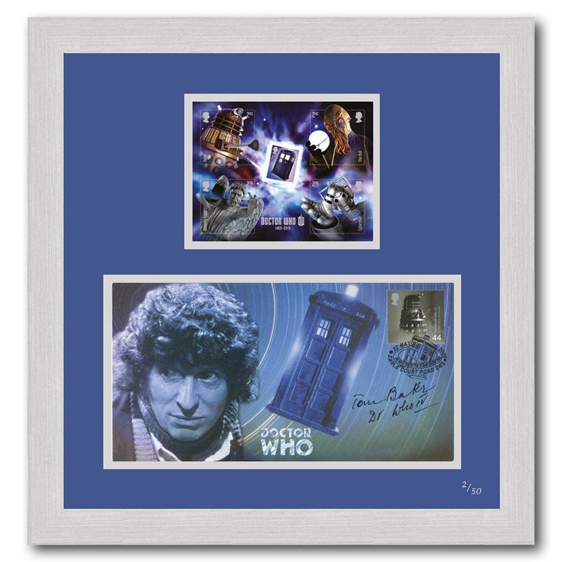 Dr Who Mini Sheet and First Day Cover Framed - Signed by Tom Baker SD815