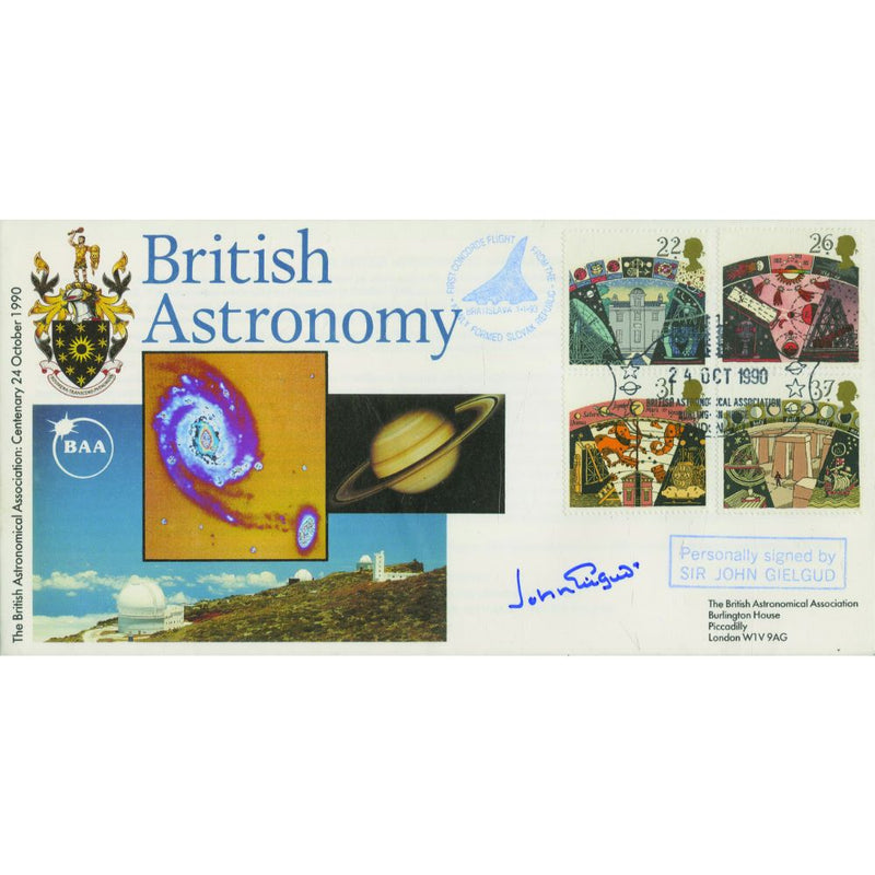 1990 British Astronomy. Signed by John Gielgud. SIGE0550