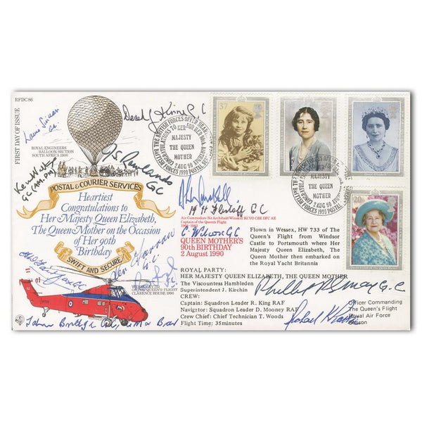 1990 Queen Mother - Signed by Winskill, 1 Victoria Cross & 11 George Cross Holders SIGM0218