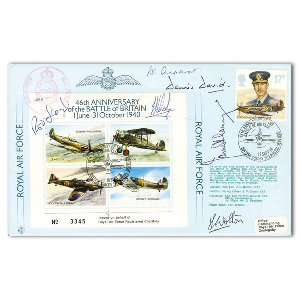 1986 46th Anniversary BoB - Signed by 6 BoB Pilots and VC Holder SIGM0219