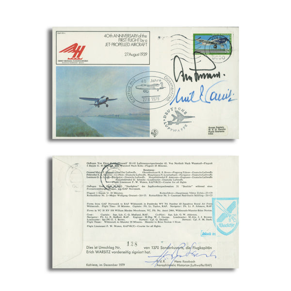 1979 40th Anniversary 1st Jet Aircraft. Signed Warsitz and A Galland. SIGM0230