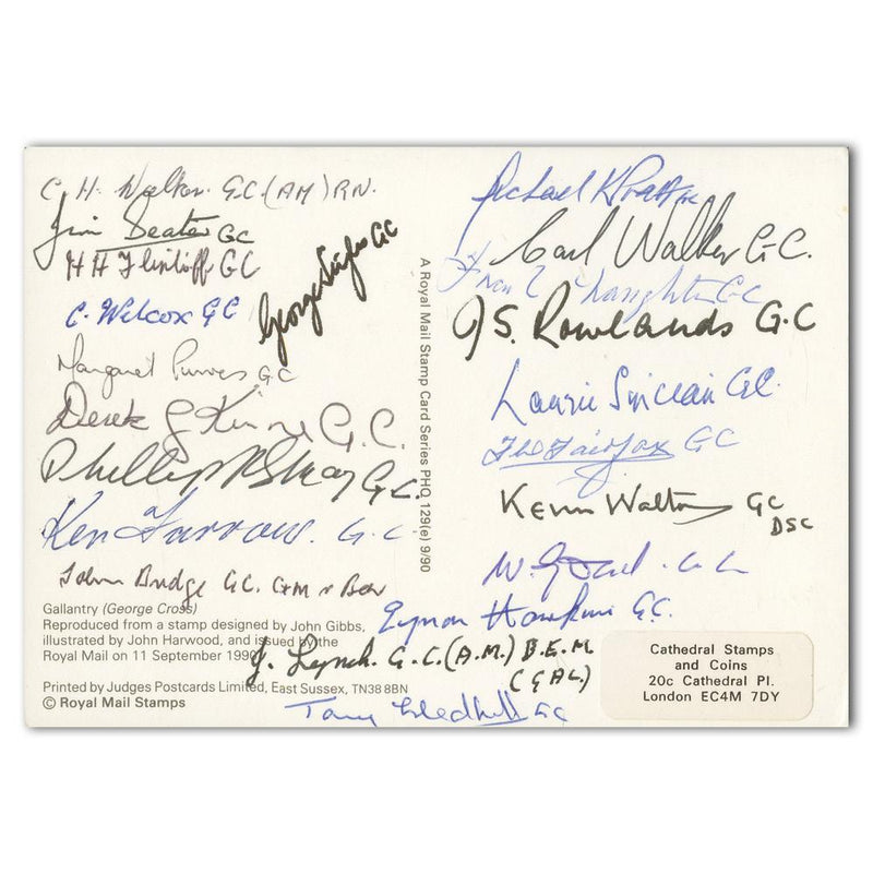 1990 Gallantry PHQ Card - Signed by 21 George Cross Holders SIGM0243