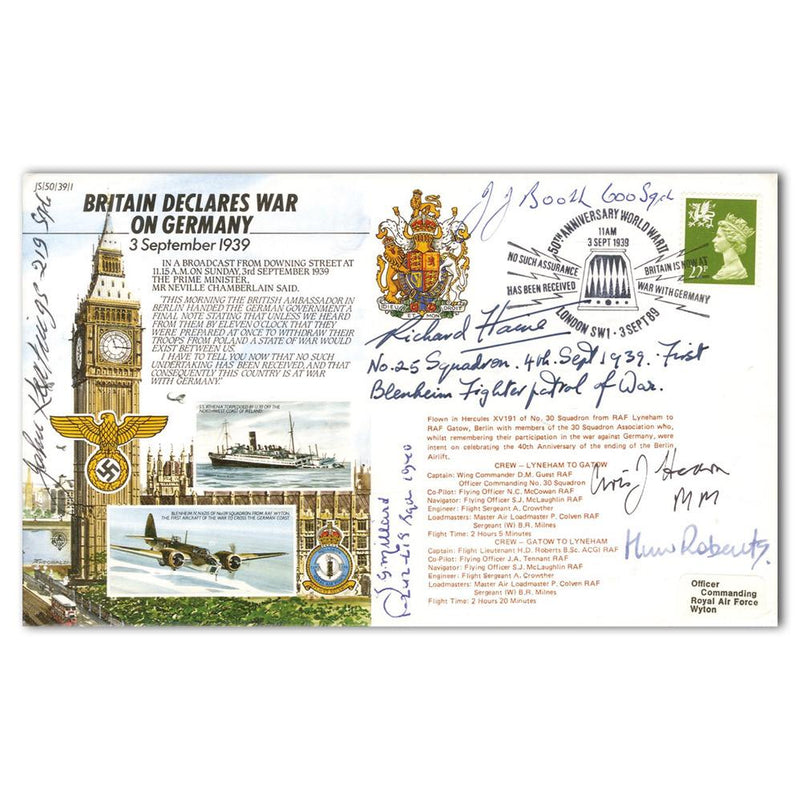 1989 Britain Declares War - Signed 6 BoB Pilots, Crew & WAAF SIGM0260