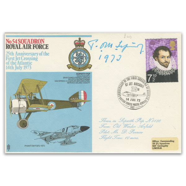 1973 Anniversary of the First Jet Crossing Signed Sir Tom Sopwith