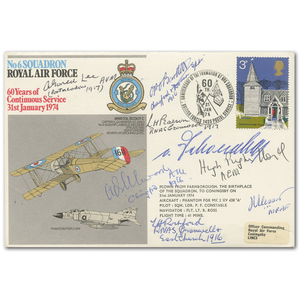 No 6 Sn. Signed 7 WWI Pilots SIGM0347