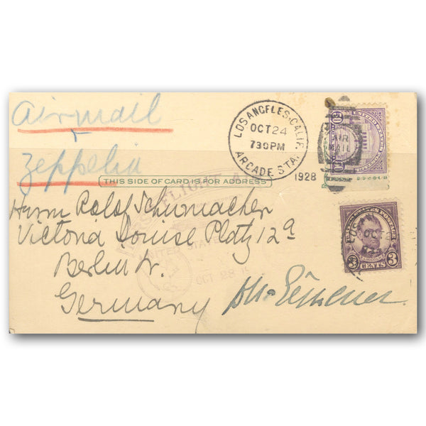 1928 Zeppelin Postcard Signed by Dr. Hugo Eckener SIGM0368