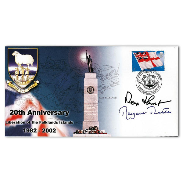 2002 20th Anniversary Falklands Liberation - Signed by Thatcher and Hunt SIGP0109