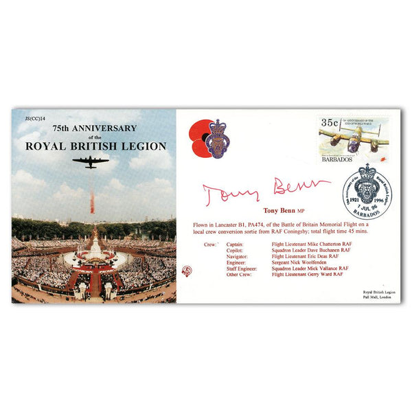 1996 British Legion - Signed by Tony Benn SIGP0125