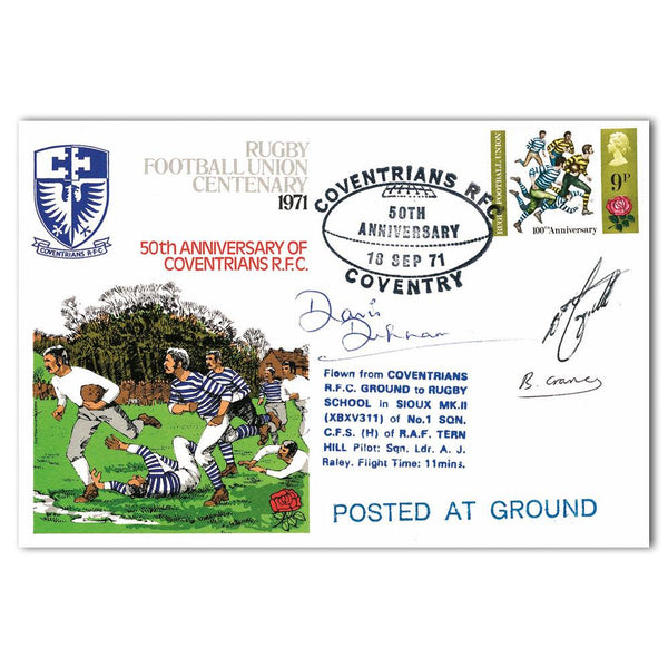 1971 RFU Centenary -  Coventrians RFC 50th Anniversary - Signed by 3 SIGR0040