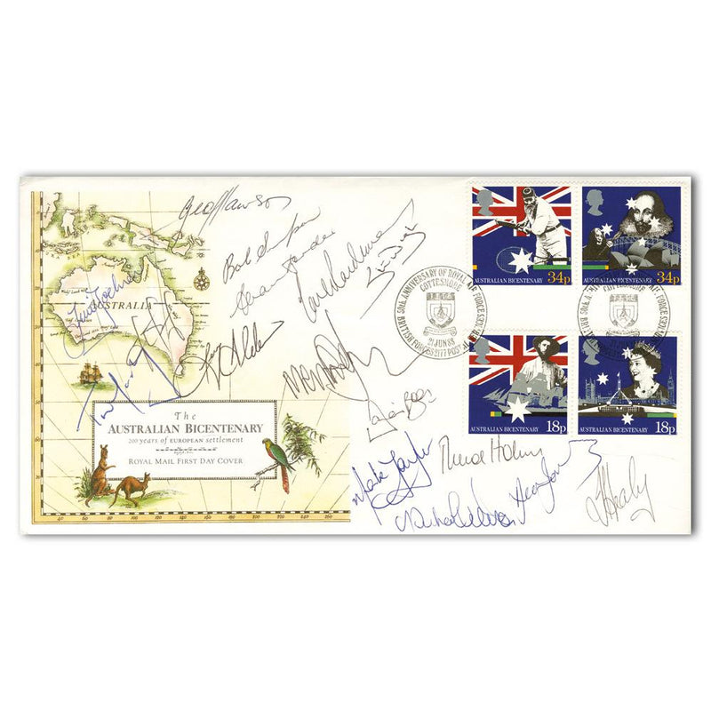 1989 Aus Bicentenary - Ashes Team - 17 Signatures Including Healy, Taylor, Jones & Lawson SIGS0184