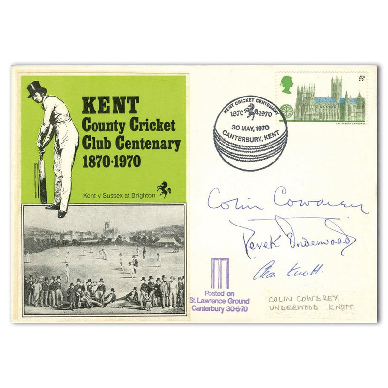 1970 Cricket Kent CCC - Signed by Cowdrey, Underwood & Knott SIGS0202