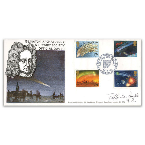 1986 Halley's Comet. Hawkwood Off. Islington Home of Halley h/s. Sig Graham Smith, Astronomer Royale