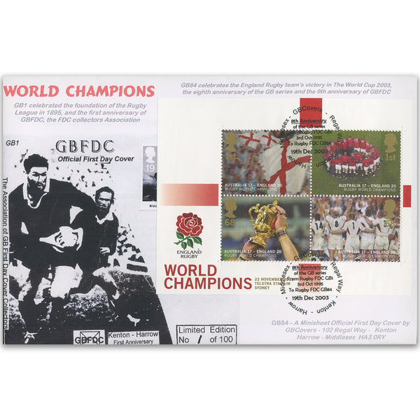2003 Rugby World Cup Winners GBFDC Official TX0312B