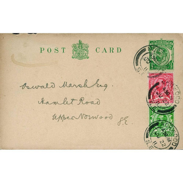 1911 Pre-paid Card Plus 1d & d Stamps - Norwood CDS TX1106