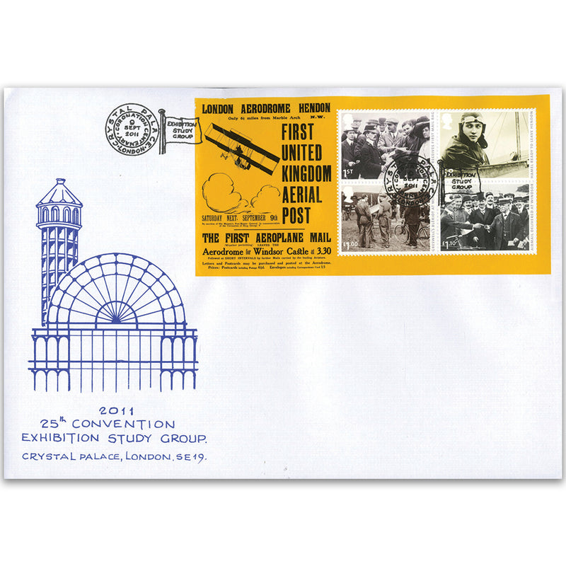 2011 Aerial Post - Study Group Official in blue ink - Crystal Palace, London handstamp TX201109D