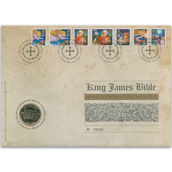 2011 King James Bible Royal Mail Coin Cover TX201111B