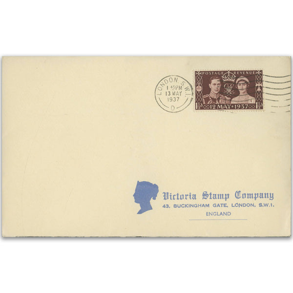 1937 Coronation, London W.C. wavy line cancel TX3705E