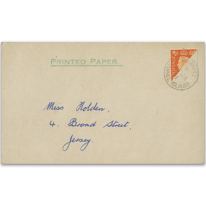 1940 2d George VI bisect, Guernsey single ring CDS