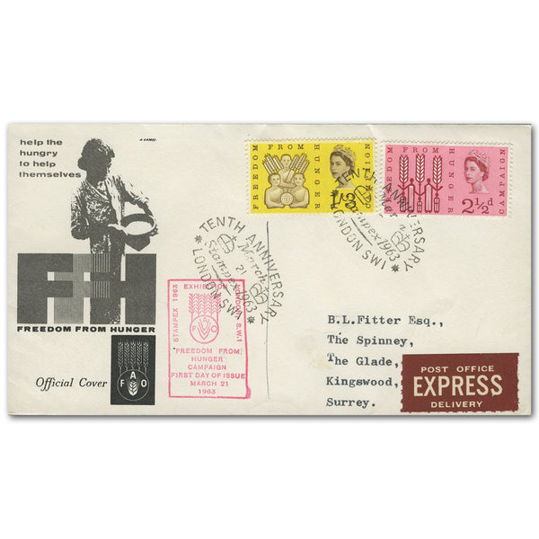 1963 F.F.H. with Stampex 1963, London cancel TX6303J