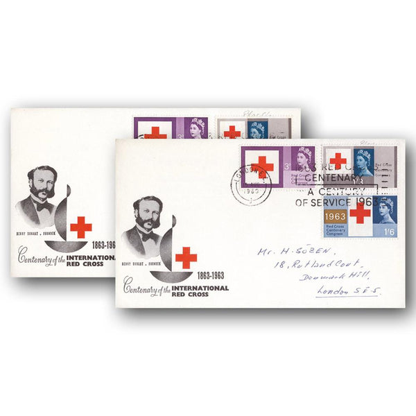 1963 Red Cross Ordinary & Phosphor Pair of Illustrated Covers - Red Cross Centenary slogan TX6308K