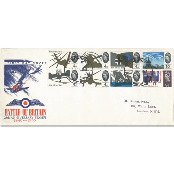 1965 Battle of Britain 25th Anniversary FDC - London WC FDI TX6509E