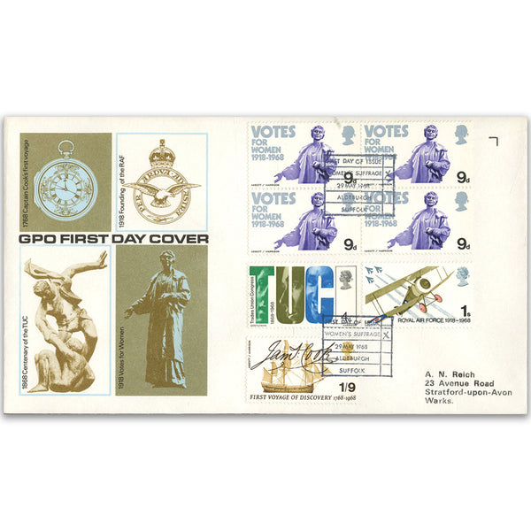 1968 Anniversaries GPO - Aldburgh H/s. Block 4 'Women' plus other 3 stamps