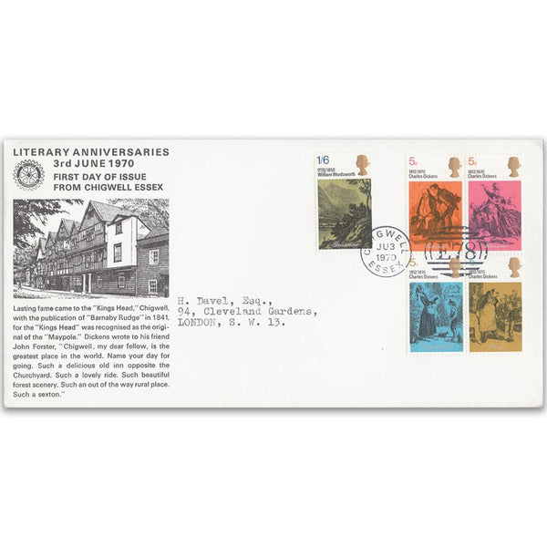 1970 Literary Anniversaries Chigwell Official - Victorian Style Duplex Handstamp TX7006D