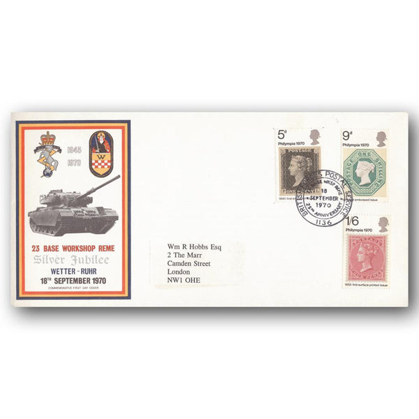 1970 Philympia Stamp Exhibition - British Forces Postal Service handstamp TX7009A