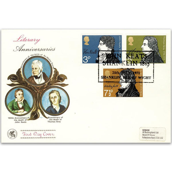 1971 Literary Anniversary - Shanklin Handstamp TX7107D