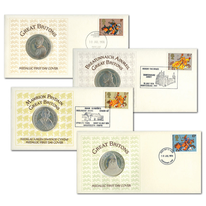 1974 Medieval Warriors - Set 4 Silver Medallic FDCs TX7407JS