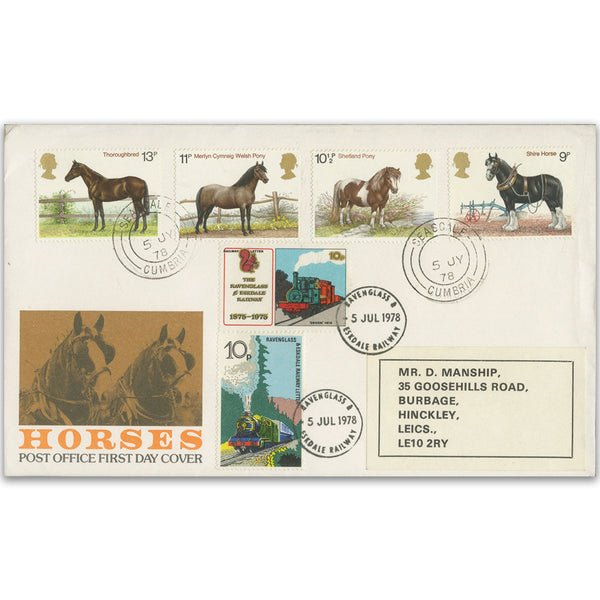 1978 Horses - Seascale CDS - R&E Railway Stamps TX7807AB