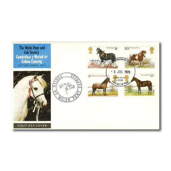 1978 Horses - Welsh Pony & Cob Society - Aberystwyth First Day Issue Cancel TX7807B