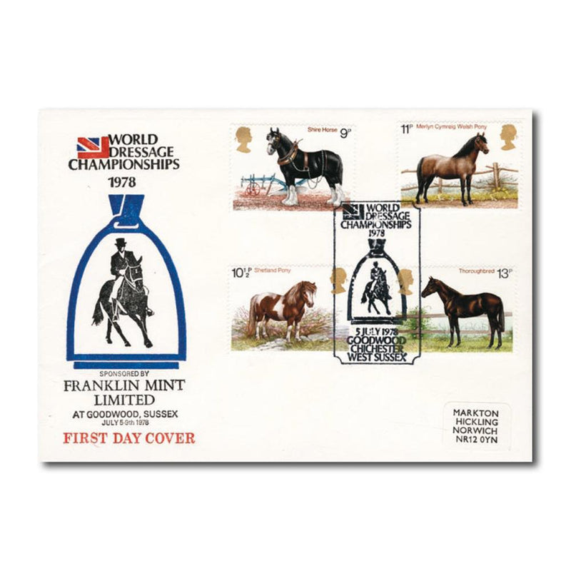 1978 Horses - World Dressage Championships - Goodwood official handstamp TX7807F