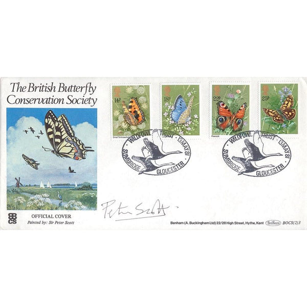 1981 Butterflies - Wildfowl Trust handstamp - Signed by Peter Scott TX8105C