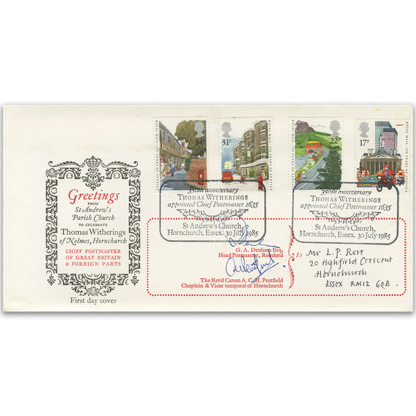 1985 Post Offices - Signed Head PO & Chaplain St Andrews Church TX8507D