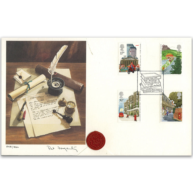 1985 Royal Mail FA Official. Post Office Archives, Glass Hill St H/s. Signed by artist