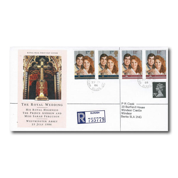 1986 Royal Wedding - Windsor Castle CDS - Registered Cover TX8607C