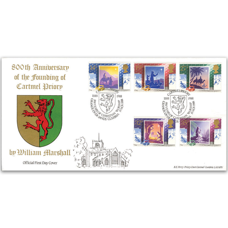 1988 Christmas - Bradbury Official - Cartmel Priory Handstamp TX8811D