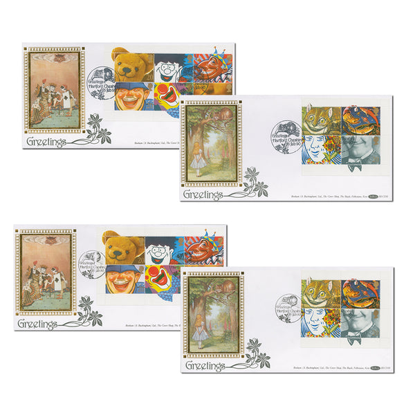 1990 Greetings Smiles - 2 Pairs of Covers - 2 Handstamp Sizes