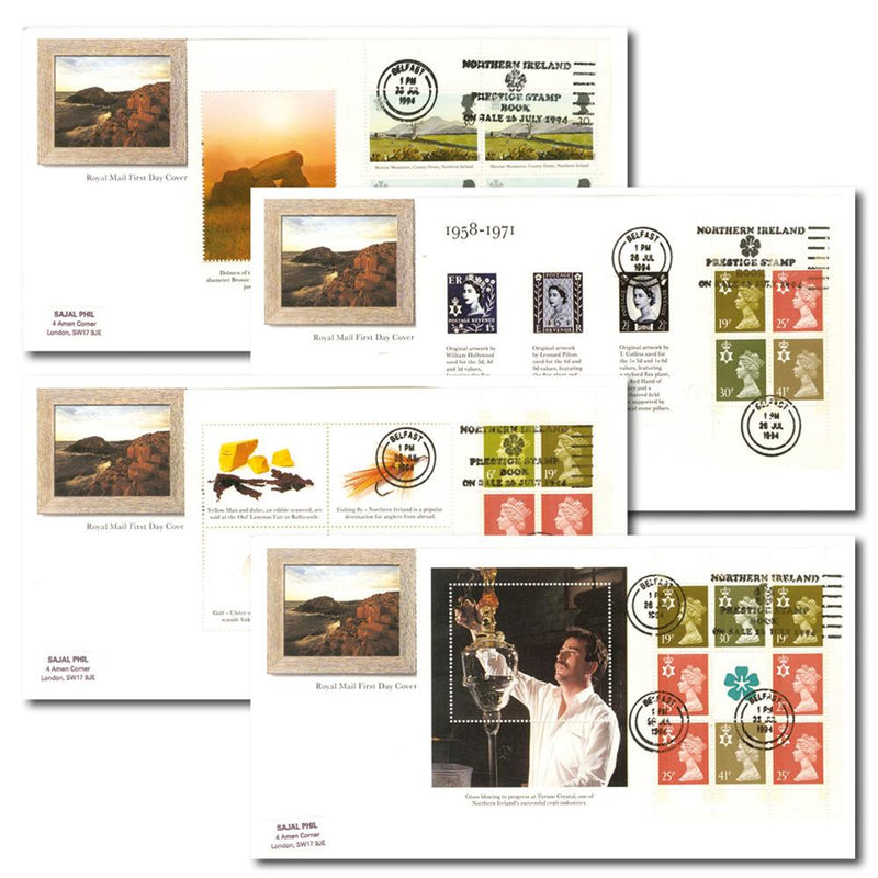 1994 Northern Ireland - Four Covers - Four Panes - Northern Ireland Prestige Stamp Book Slogan TX9407B