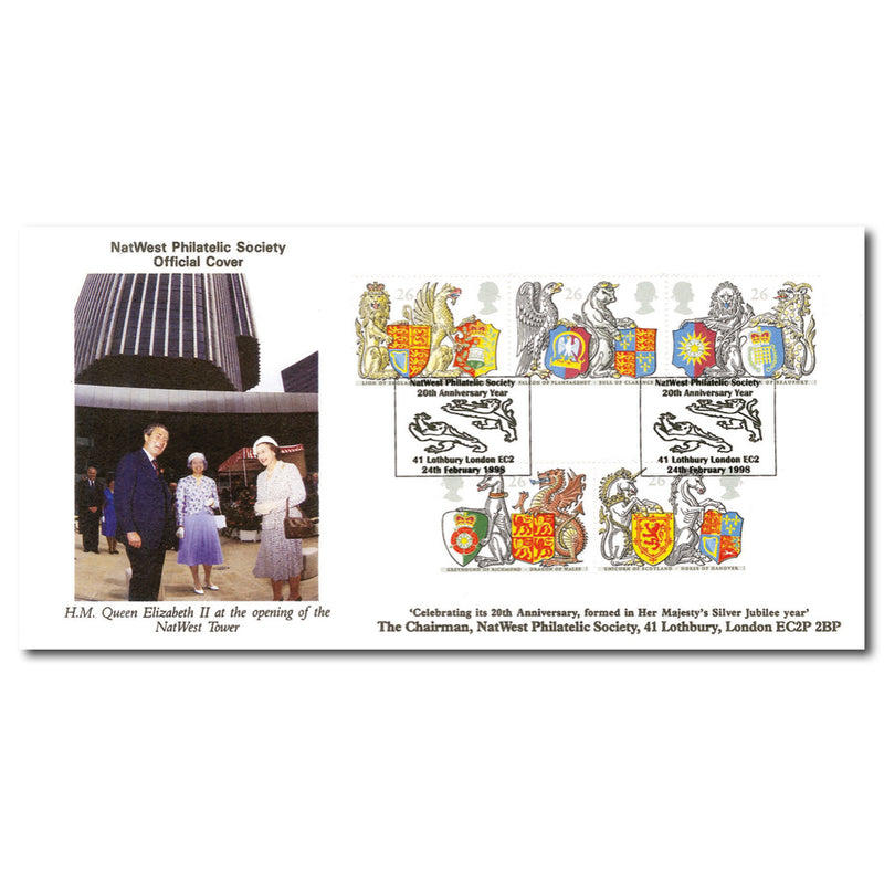 1998 Queens Beasts - NatWest Philatelic Society Official - 41 Lothbury London EC2 Handstamp TX9802G