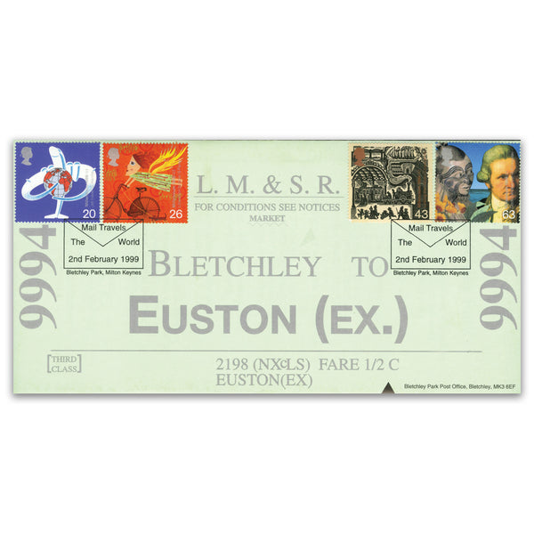 1999 Travellers Bletchley Park Official - Mail Travels the World  handstamp