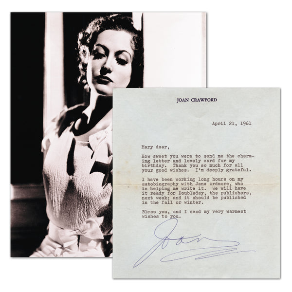 Joan Crawford - Signed Typed Letter with Black and White Photograph