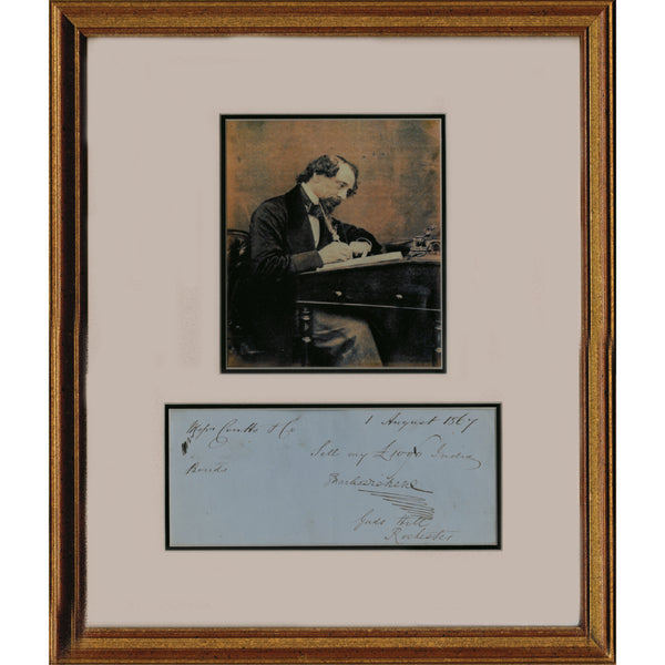 Charles Dickens Signature - Black & White Photograph with Signature - Framed